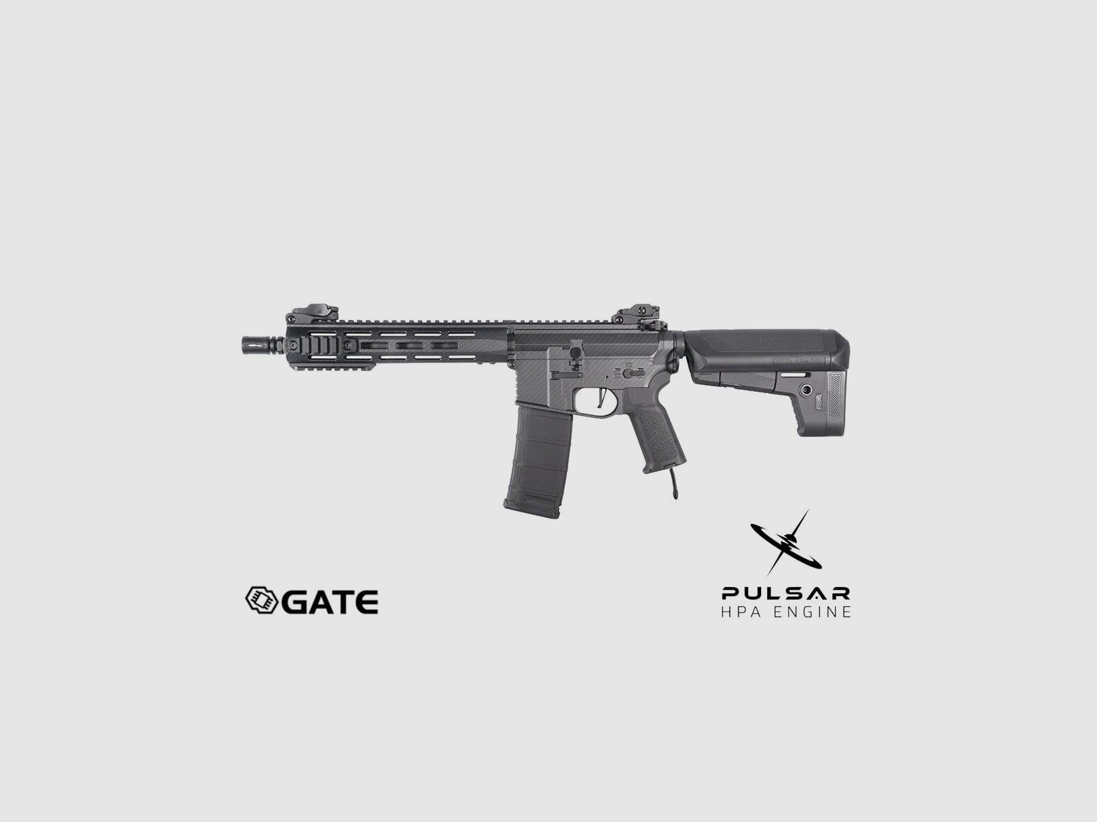 Delta Armory M4 AR15 M-LOK 10 Zoll CHARLIE GATE PULSAR HPA Airsoft Gewehr in Carbon, Bild 1 von 9