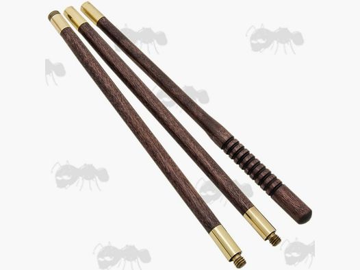 Three piece wooden cleaning rod