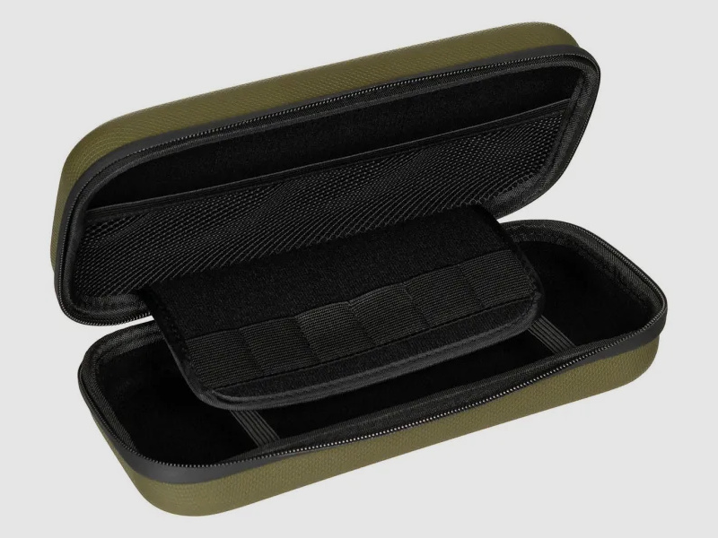 Étui rigide, grand, avec boucles en velcro, olive