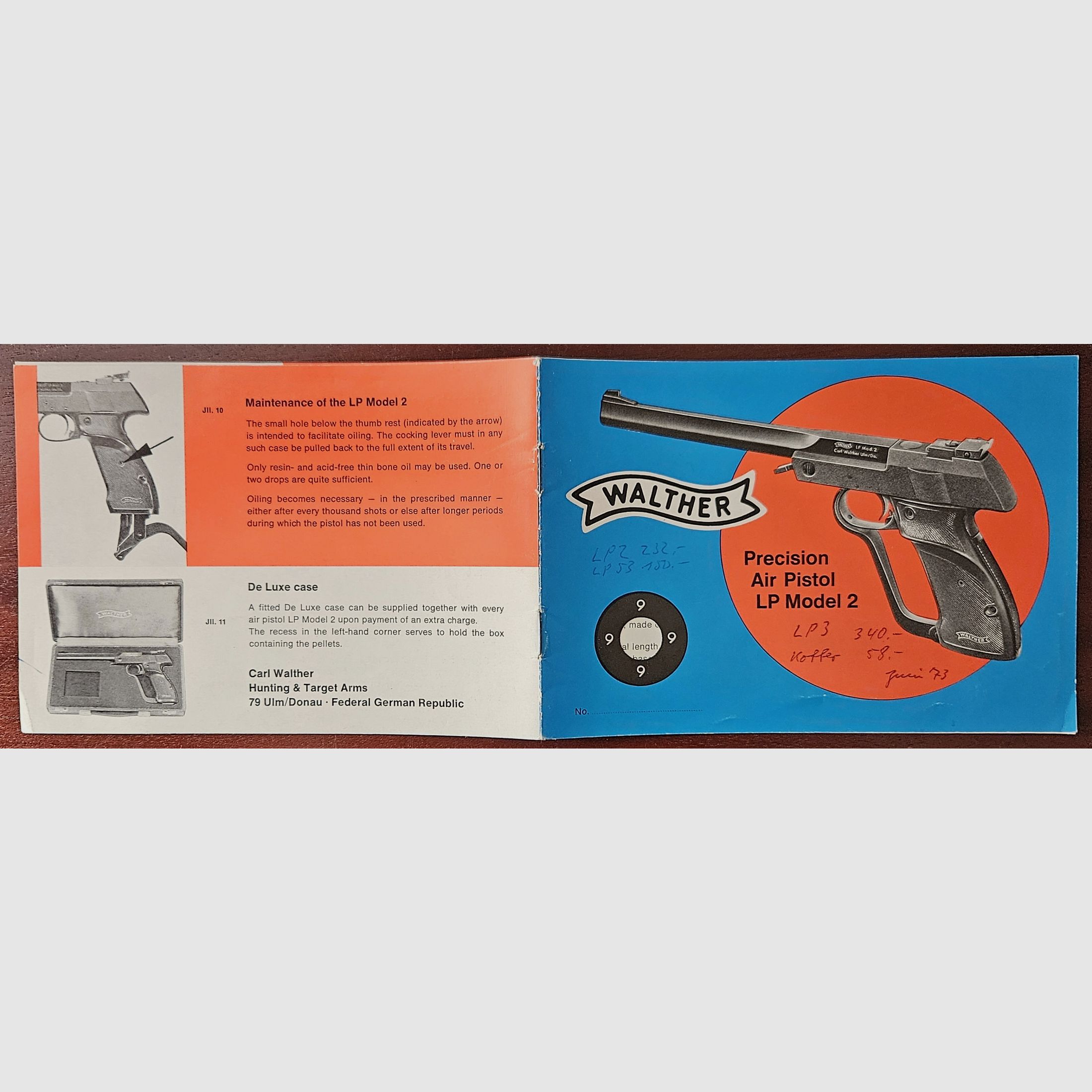 Istruzioni originali in inglese della Walther Luftpistole 2