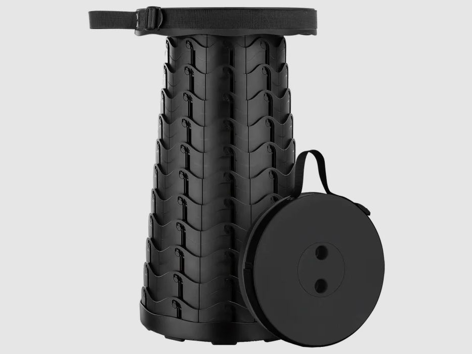 Mobiler Teleskophocker "Lightweight" - Tragkraft 130kg - Schwarz