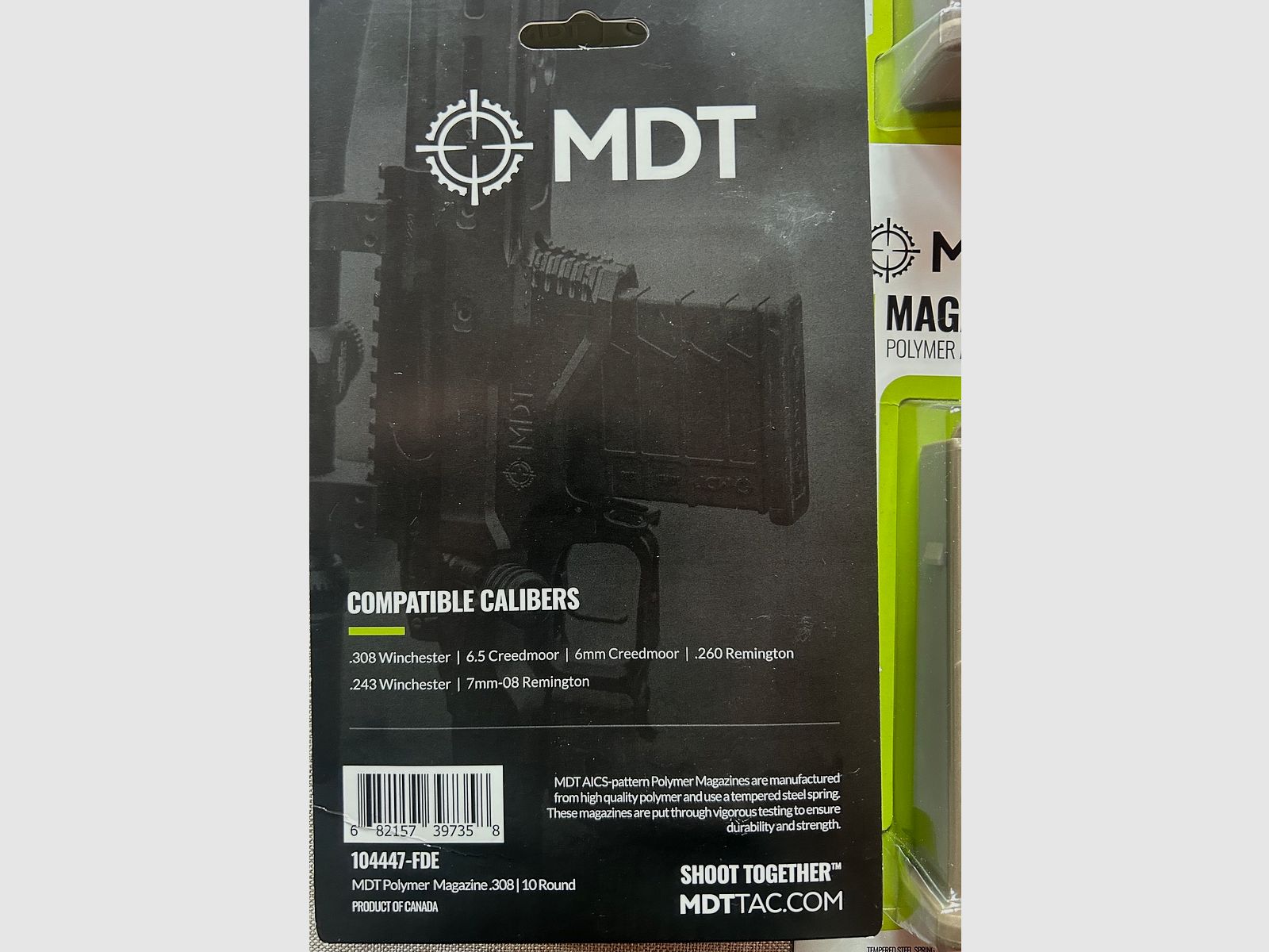 MDT Polymer Magazin FDE Calibre .308, 6,5, etc.