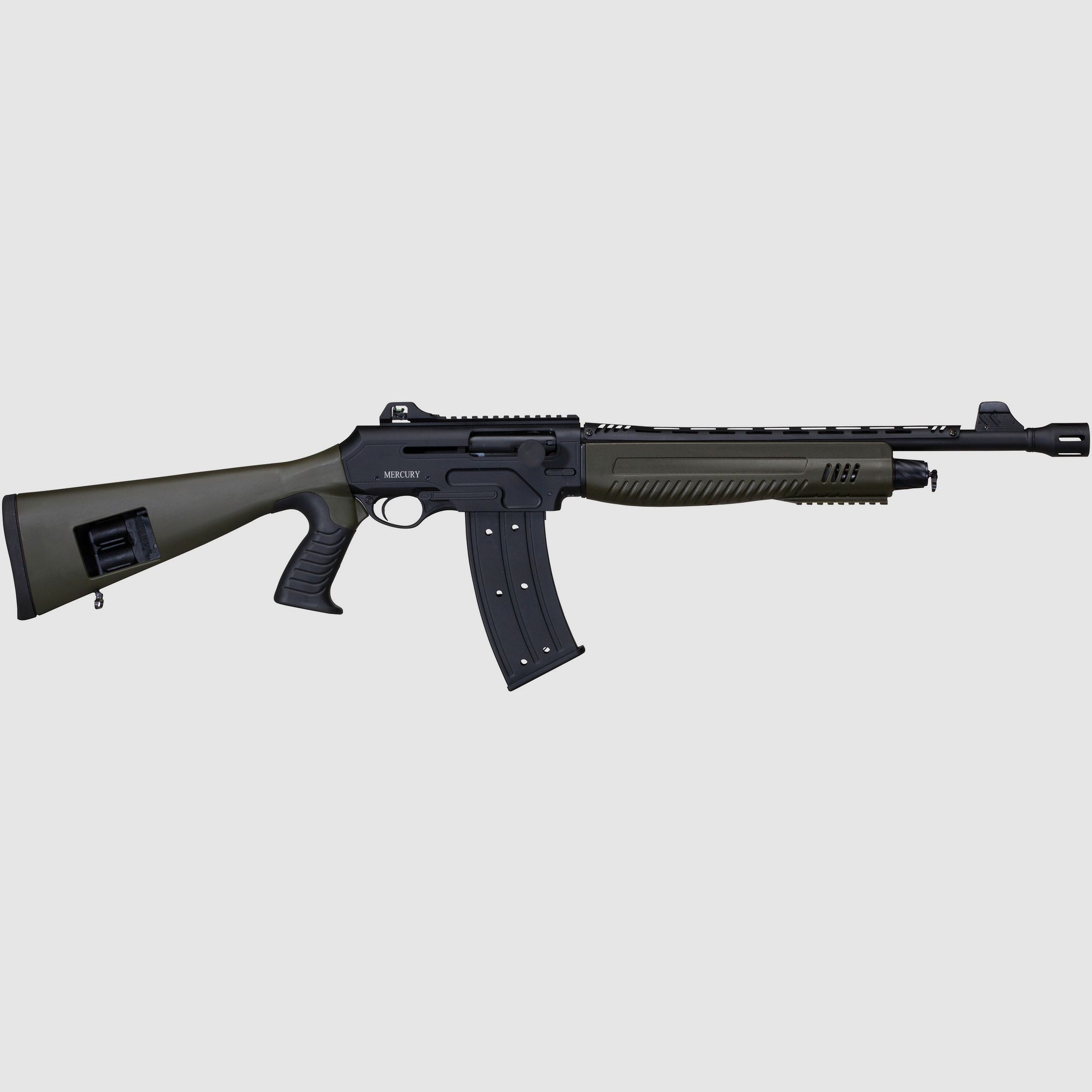 Mercury sport semi-automatic shotgun Pro Tuning Raider with green stock and 7-round magazine, caliber 12/76