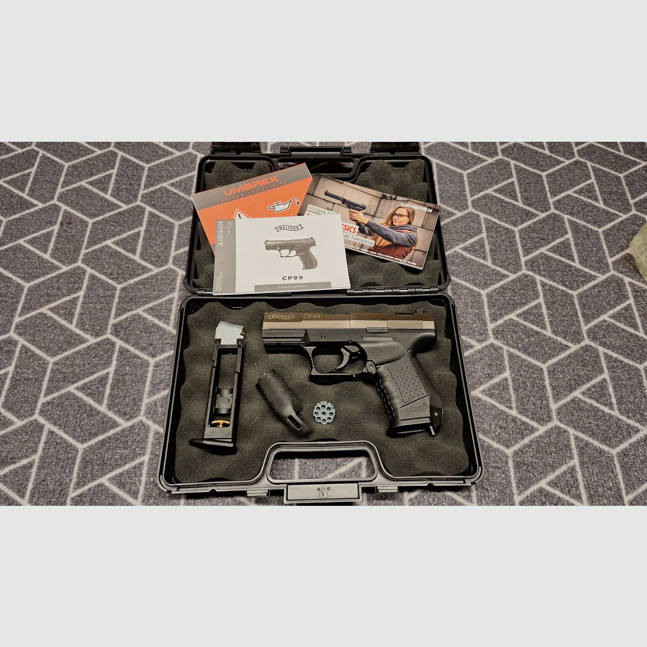 Walther CP99 Nickel 4,5 mm Diabolo pistola CO2 NUOVA!