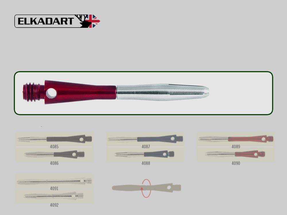 Elkadart SchĂ¤fte Alu Centre Spin red GrĂ¶Ăźe S LĂ¤nge 35 mm 2Ba-Gewinde 3 StĂĽck
