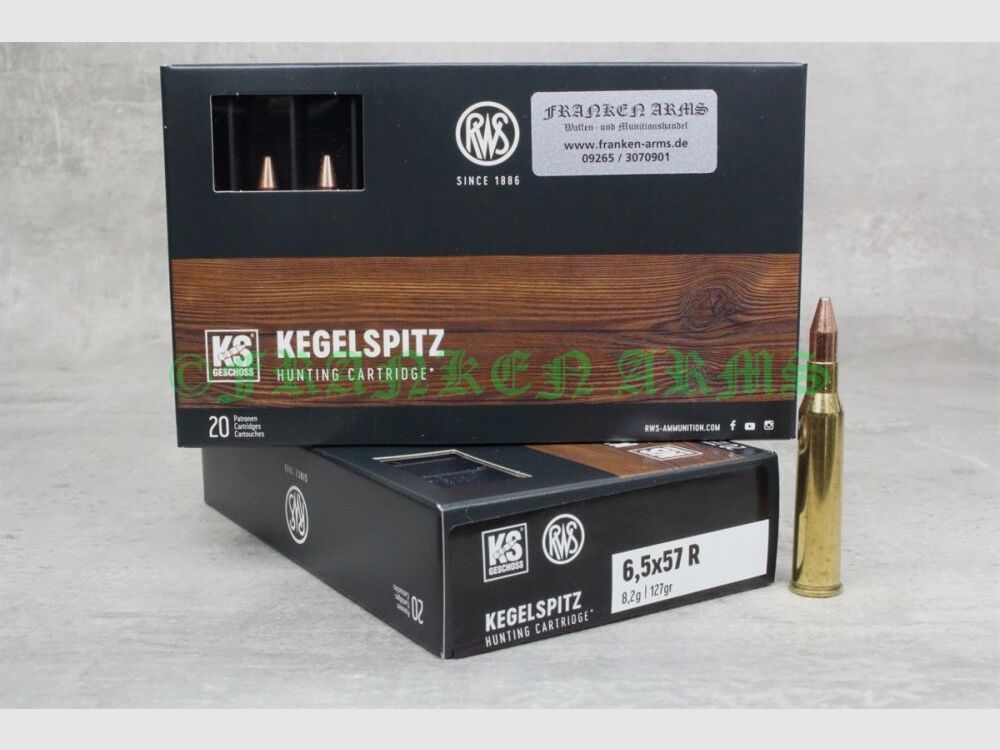 RWS Kegelspitz 6.5x57R 127gr. 8.2g 20 pieces quantity discounts