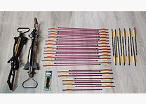 Set d'arbalète recurve double : 2x Skeleton Hunter 120 lbs (Camo & Noir) pliable, 45 carreaux, corde de rechange
