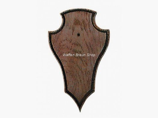 Gehörnbrett für Rehwild, 19X12 cm, spitze Form, ohne Ausfräsung, dunkel