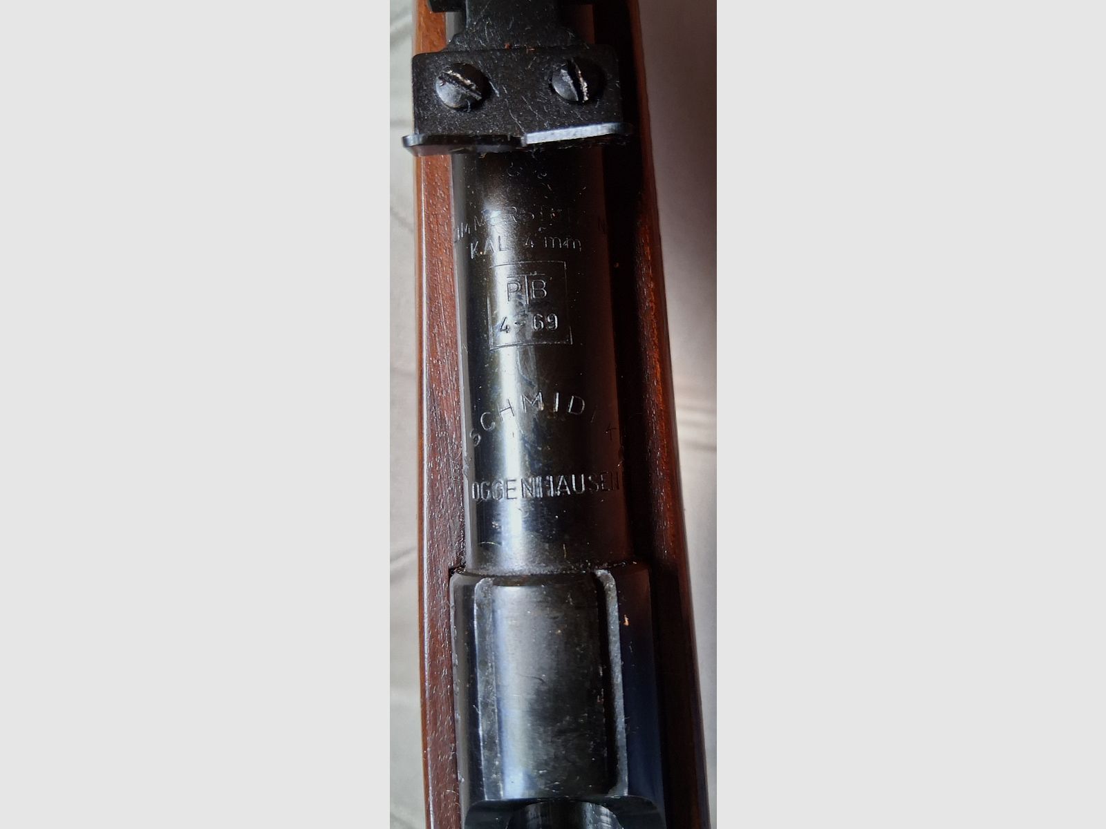 H.Schmidt KG Oggenhausen carabina a colpo singolo 4mmRand lungo con PTB 4-69 molto rara e estremamente precisa.