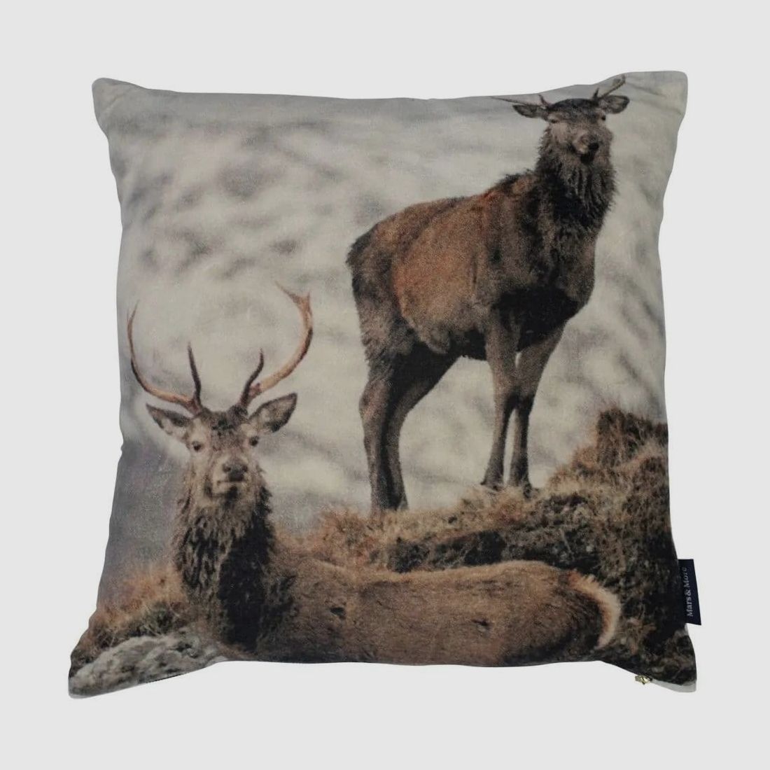 LivingActive Samt Kissen Hirsch Schnee