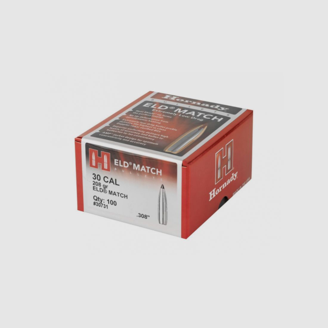 Hornady 30 Cal. (.308") 208 gr ELD MAtch 100 stuks