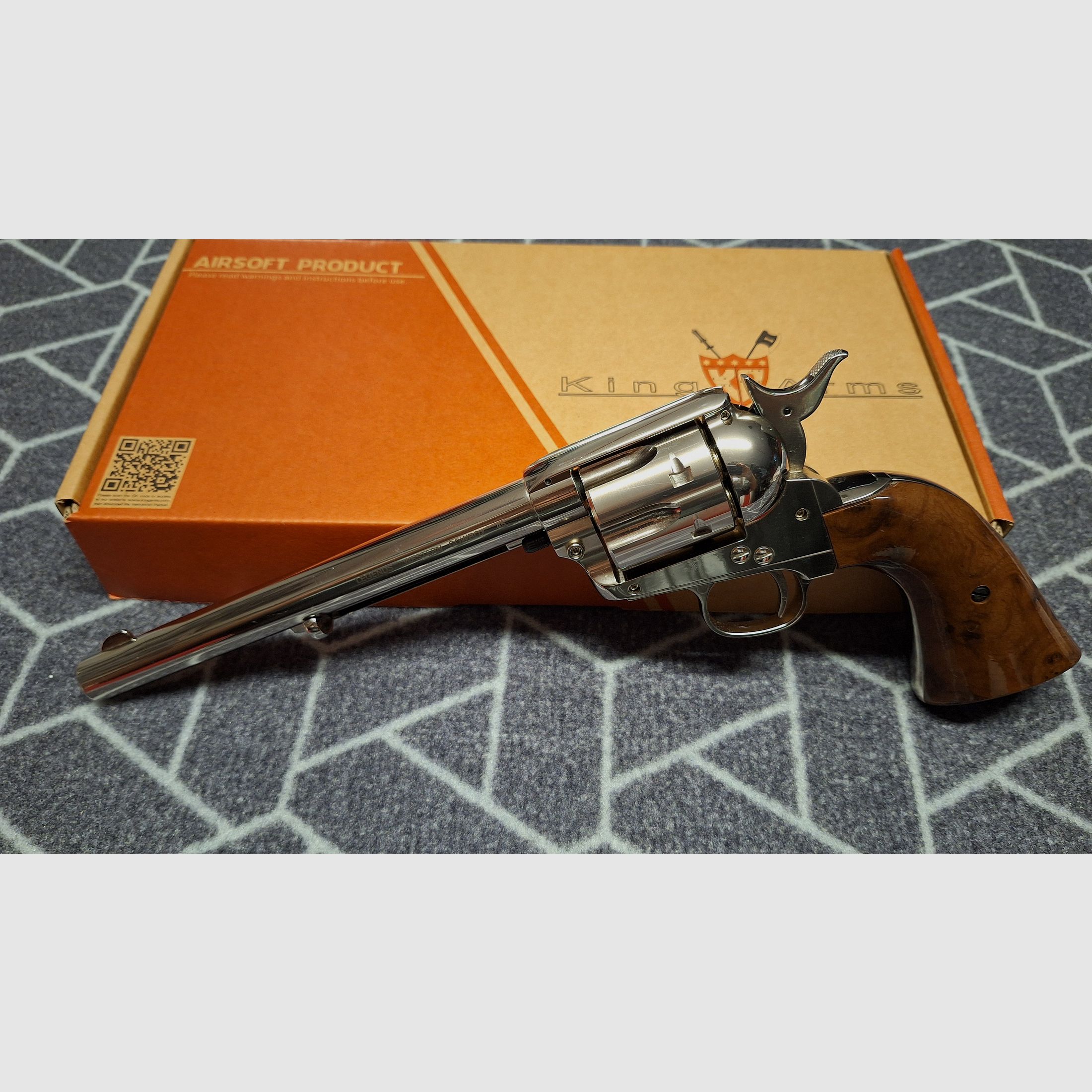 King Arms SAA .45 Peacemaker 7,5 Zoll Revolver CO2 6mm BB silber-chrome Finish