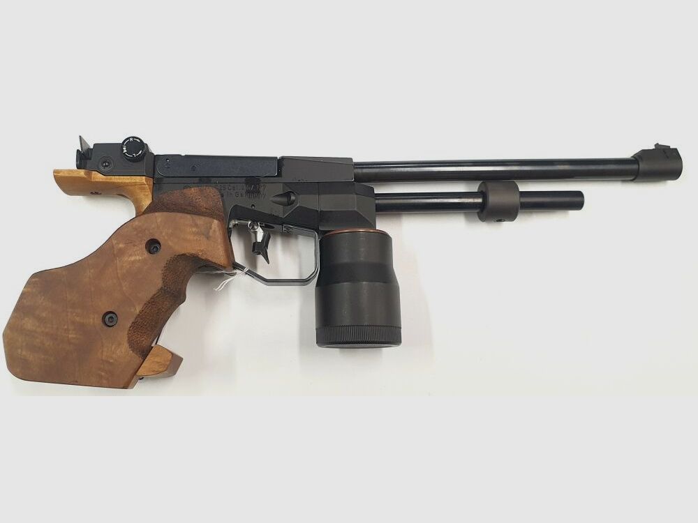 Pistola CO2 Feinwerkbau Mod. C25 calibre 4,5mm diabolo, F en pentágono con maletín y accesorios, izquierda