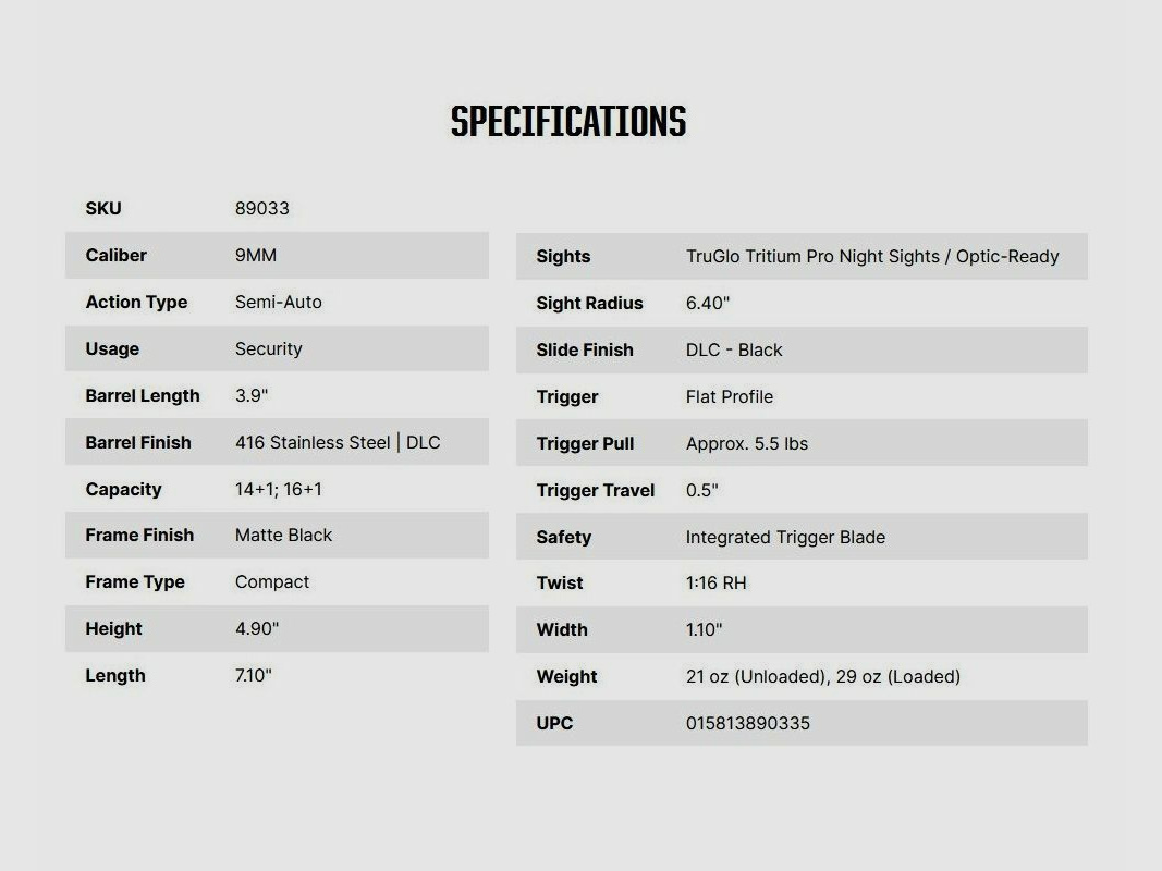 Springfield Armory Mossberg MC2c Optic-Ready 3,9" N-Visier 9mm Luger