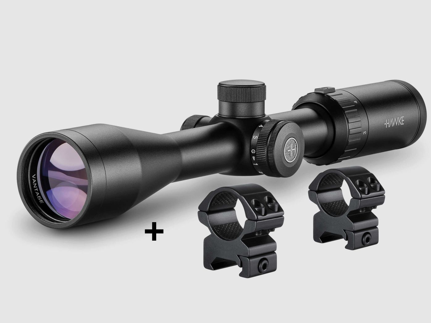 HAWKE 14241-1 Zestaw lunety VANTAGE IR 4-12x40 AO RIMFIRE .17 HMR 22113 mocowanie pierścieniowe 25,4mm środkowe