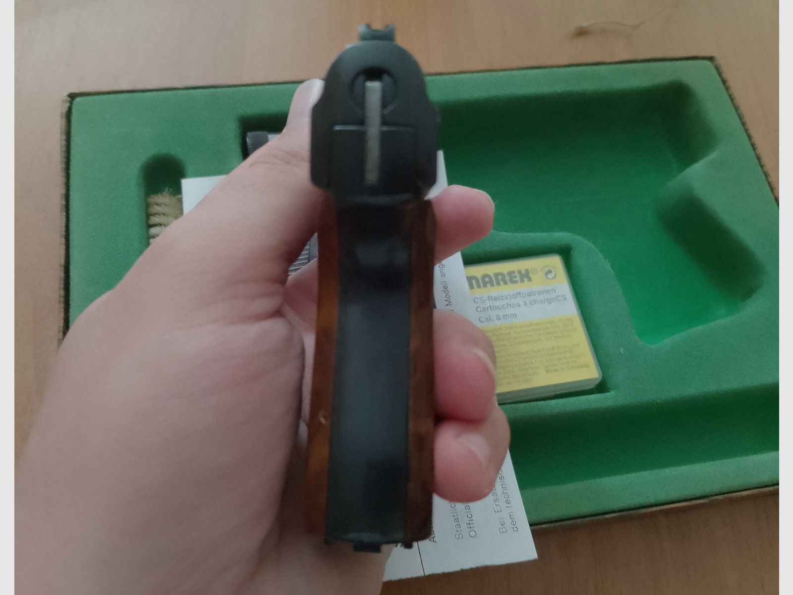 Alte Rhöner SM 15 Kal. 8 mm Knall im PTB 83/2 mit Verpackung!
