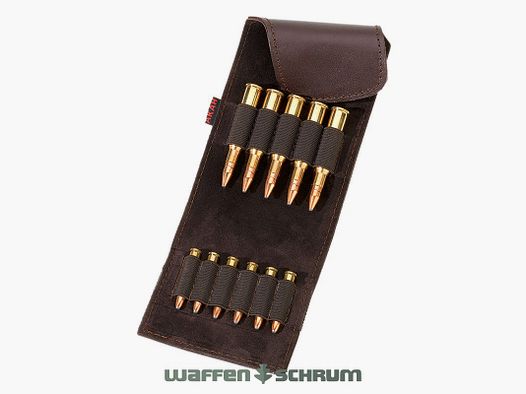 AKAH cartridge case buffalo leather 5 large/6 small bullet cartridges