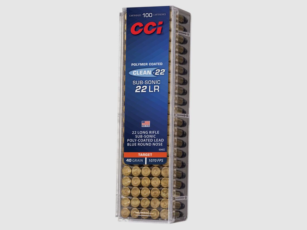CCI Clean-22 Sub-Sonic .22 LR 40GR LRN 100 Patronen