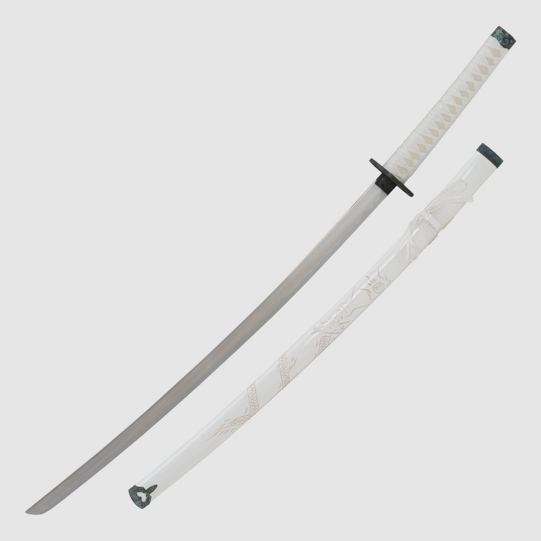 Katana Biały Smok z wzorem smoka