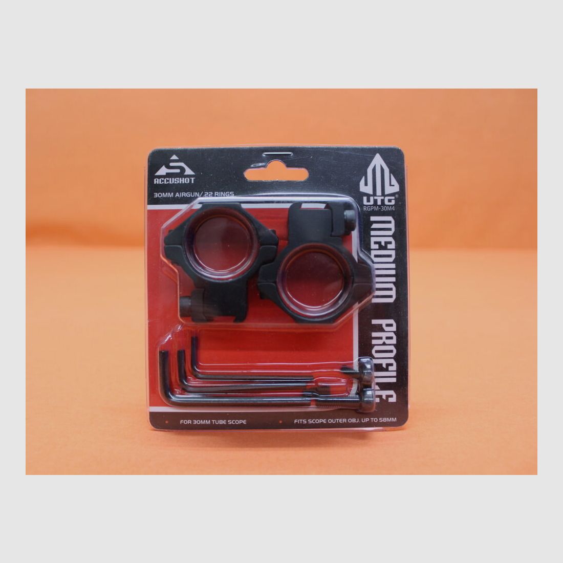 UTG - Leapers UTG Accushot anneaux de montage 30mm moyens (RGPM-30M4) aluminium noir mat pour rail prismatique 11-13mm BH=14mm