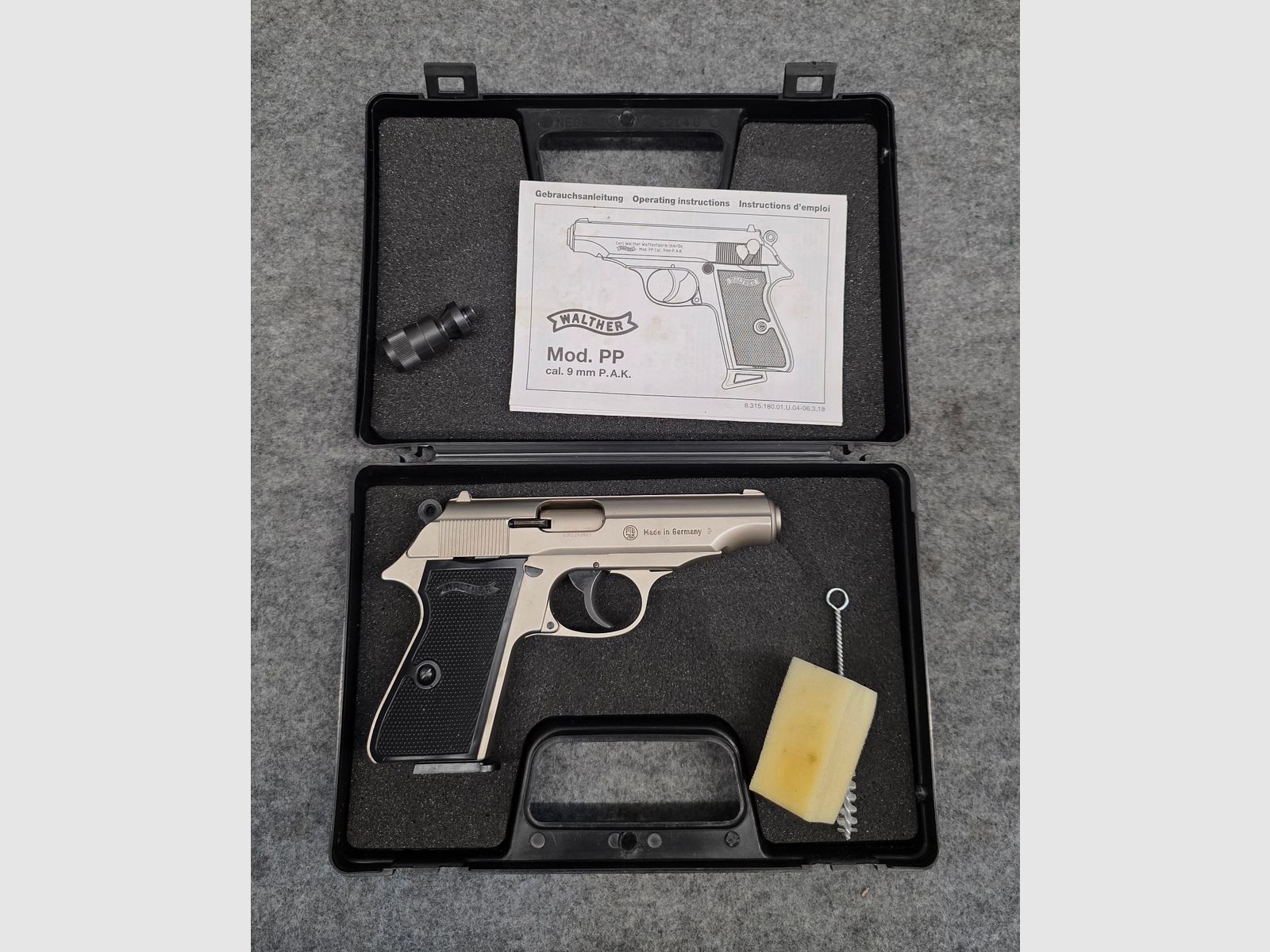 Walther PP Kaliber 9mm PAK Nickel PTB 765 Schreckschuss SRS