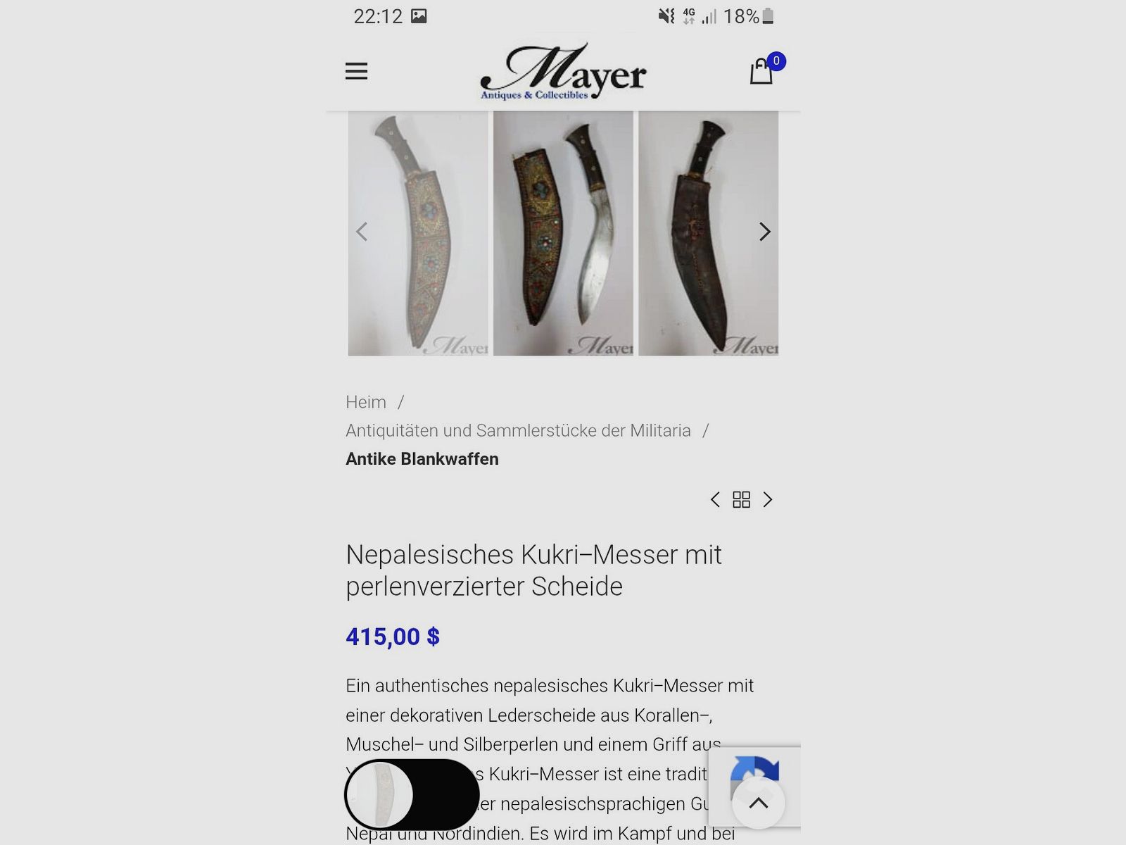 Nepalese kukri machete