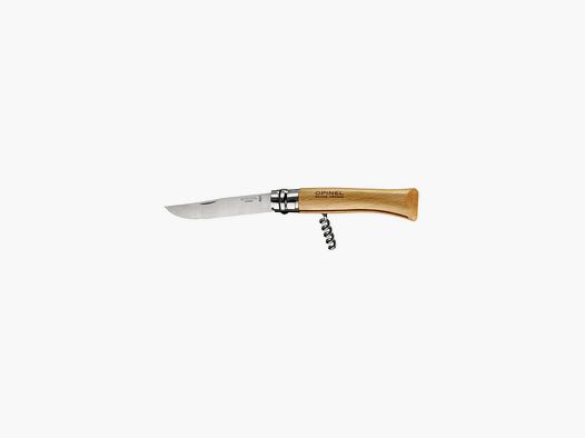 Opinel 10 knife stainless steel blade beech handle with corkscrew