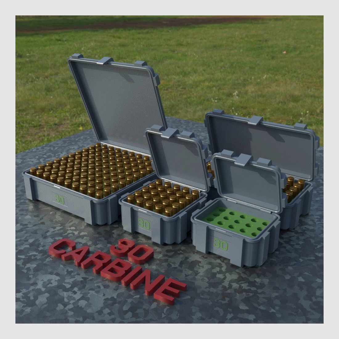 Filamelt Munitionsbox / Ammo Box .30 Carbine – Patronenbox ‘Klappdeckel’ – 20 / 25 / 50 / 100 Runden