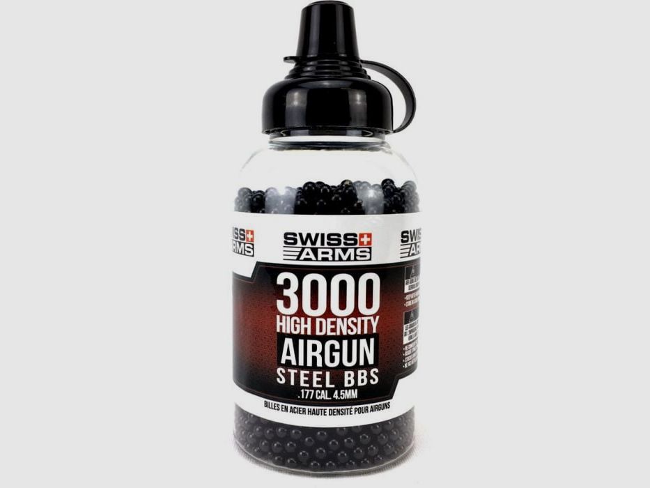 Runde BB-Stahlkugeln Kal. 4,5 x 3000 Swiss Arms schwarz