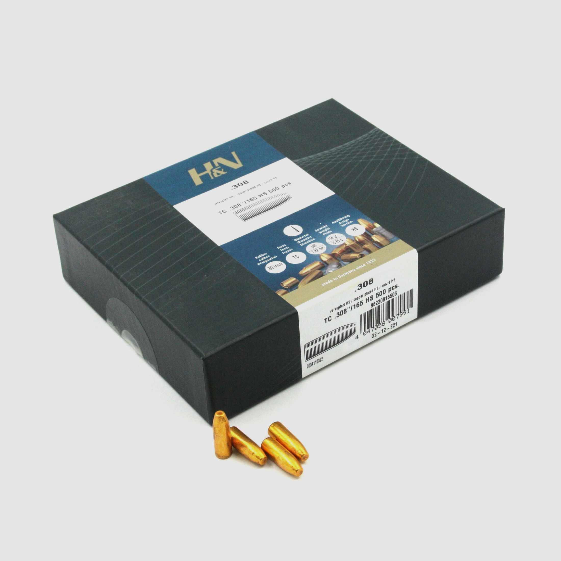 Büchsengeschosse, H+N .308 HS-TC, 165gr, 500 Stk, für .30-30 Win., .308 Win.