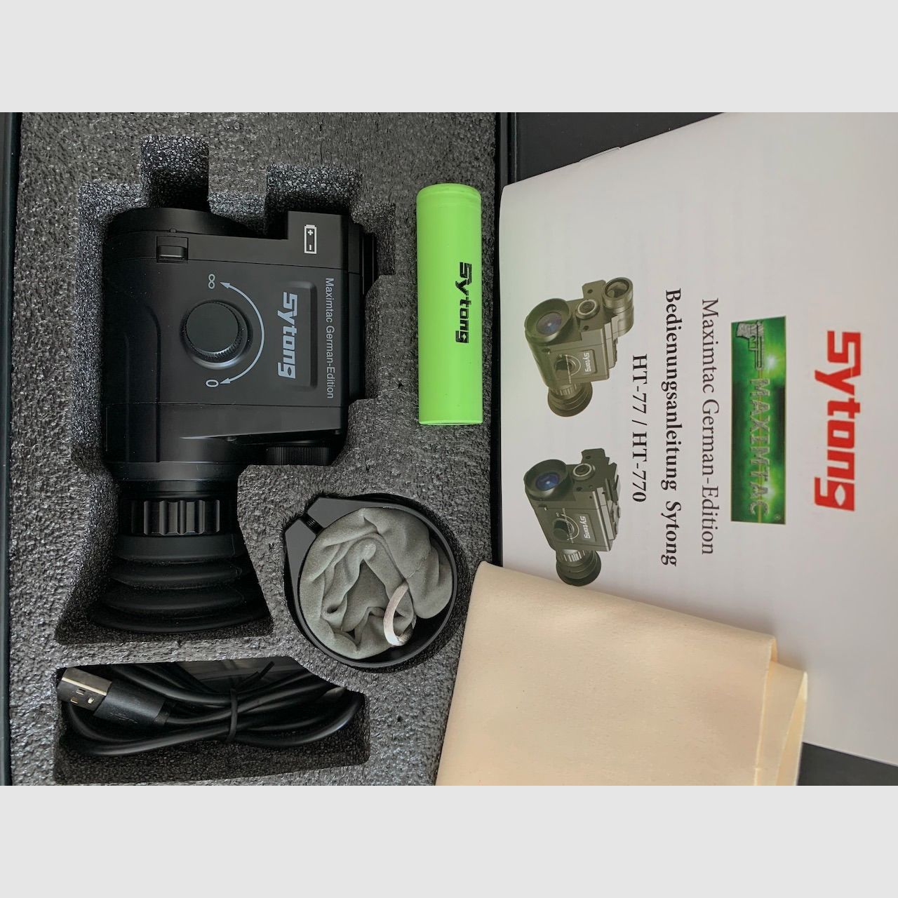 Sytong HT-770 12mm dispositivo de visión nocturna + proyector IR Maximtac IR-850 Gen.2 + soporte Laserluchs