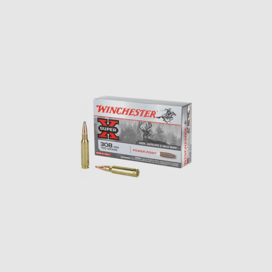 Winchester patroon voor geweer kal. 308 Winchester kogel Power Point, afbeelding 1 van 2