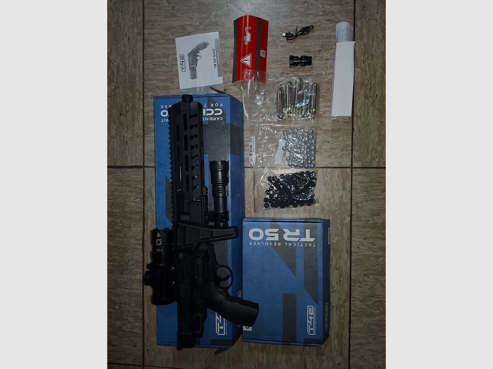 Neu T4E RAM HDR50  Tr50 gen2 + Carbine Conversion Kit+ Alu kugeln + Rubberballs .50 + Flashlight + CO2 Kapseln+ Visier Ovp 