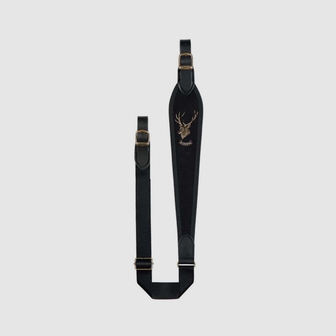 Cinghia da trasporto Riserva con motivo di capriolo, per carabine, Cordura/neoprene, nera