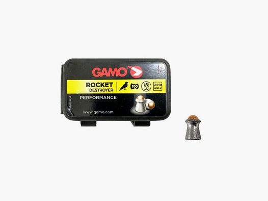 BOITE DE 100 BALLES A AIR PLOMBS GAMO TÊTE RONDE CUIVRÉE CAL.5.5 ROCKET DESTROYER