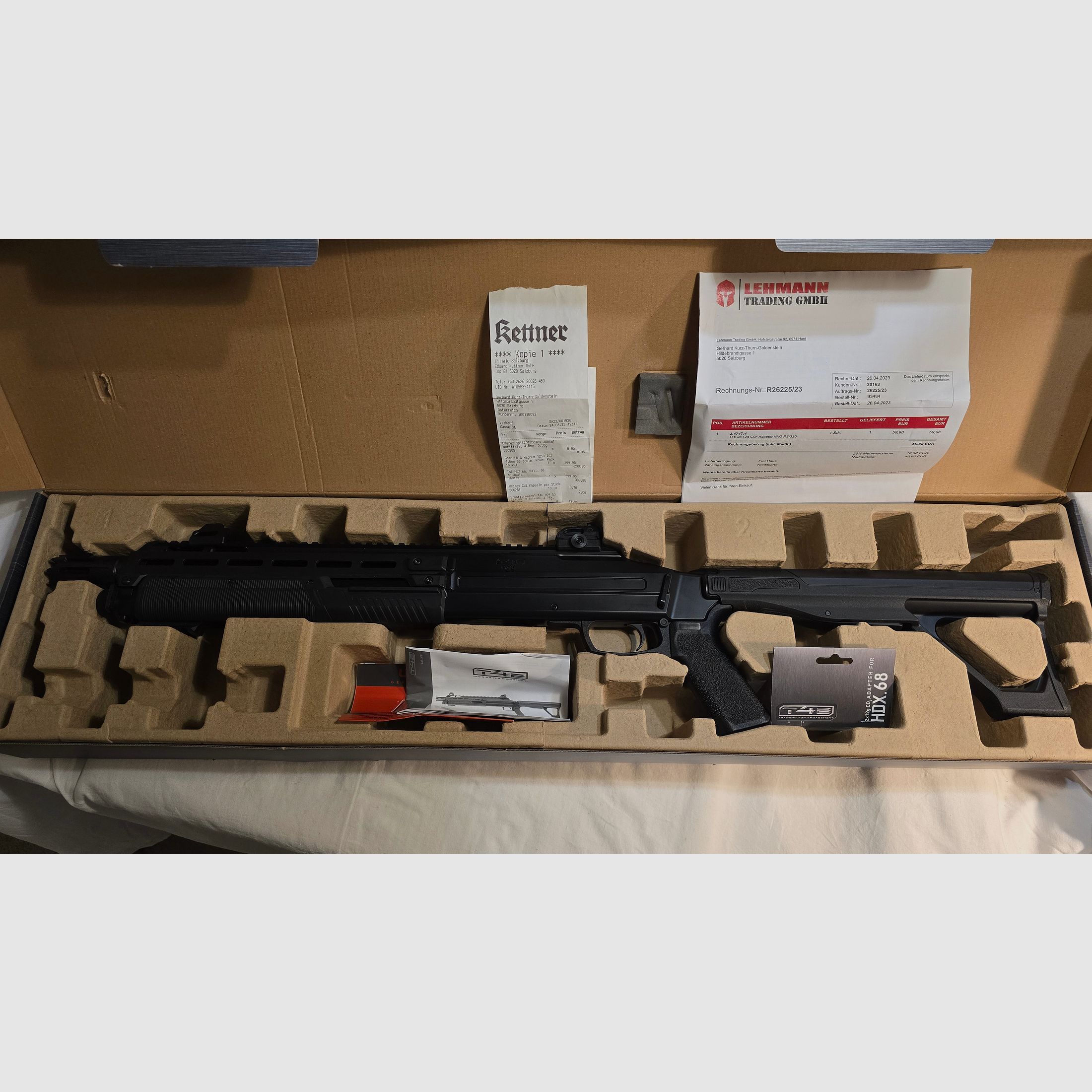 Umarex T4E HDX 68, cal. .68, 40 Joule, Black, Ser.Nr. DD004935, inkl. 2x 12g CO2 Adapter.