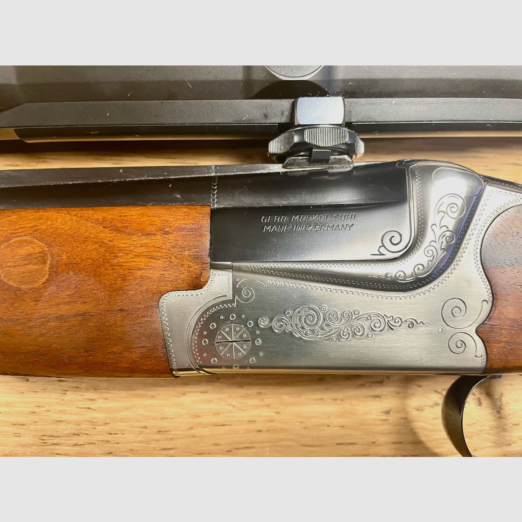 Bockdoppelbüchse Gebr. Merkel Suhl - Kaliber: 9,3x74R inkl ZF Zeiss Diavari ZM 2,5-10x48