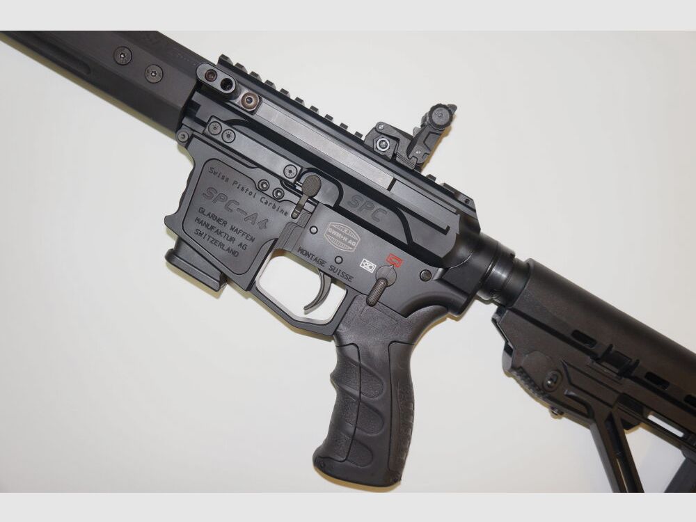 Schwaben Arms GmbH/GWMH Selbstladebüchse GWMH SPC-SPORTER A4 17" (SWISS PISTOL CARBINE) BLACK Kal.9x19 AR15 Glock Magazin