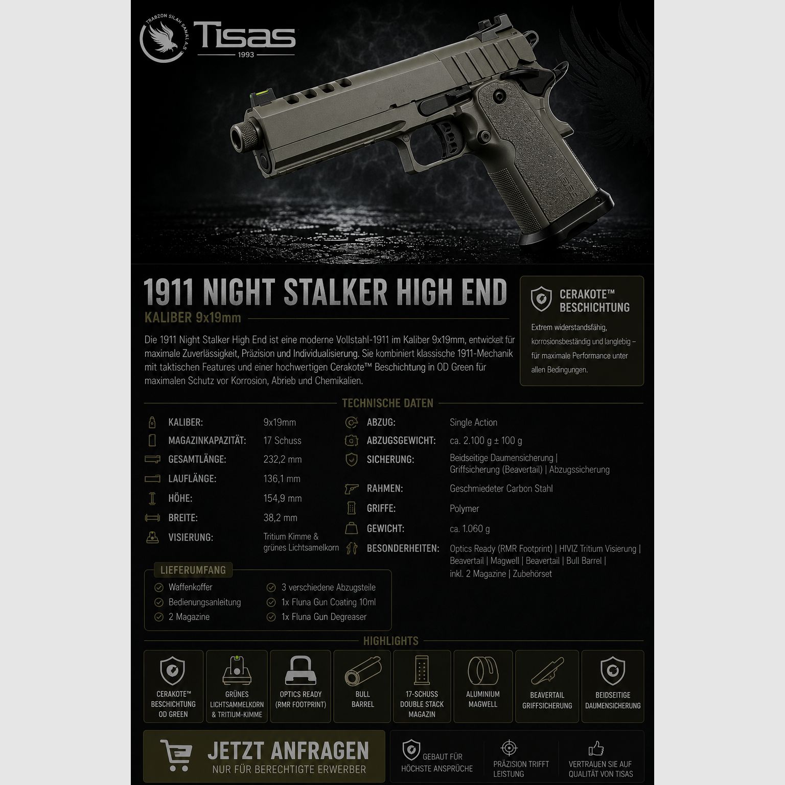 Tisas 1911 Night Stalker High End