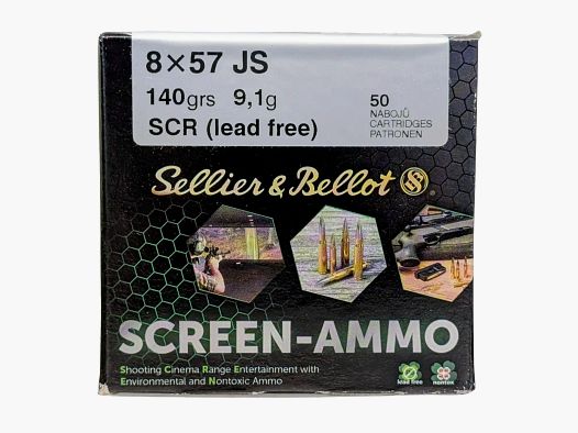 S&B 8x57IS Screen-Ammo SCR Zink 140gr 50 Schuss