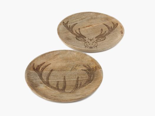 Lovergreen Kunst des Tisches Motiv Set mit 2 Holz-Topfuntersetzern Hirschmotiv