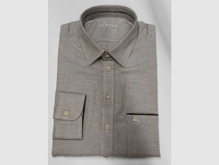 Camisa de franela para hombre Wallmann a cuadros con ciervo en beige