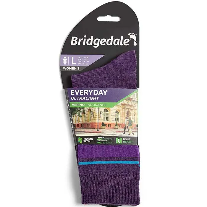 Skarpetki BRIDGEDALE Everyday Ultralight Merino P Boot - purple, zdjęcie 4 z 4