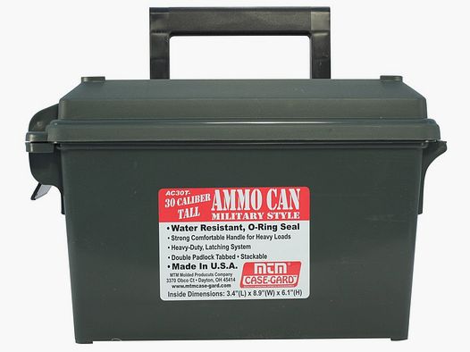 Caja de municiones MTM Tall AC30T-11 verde para calibre 30 estilo militar