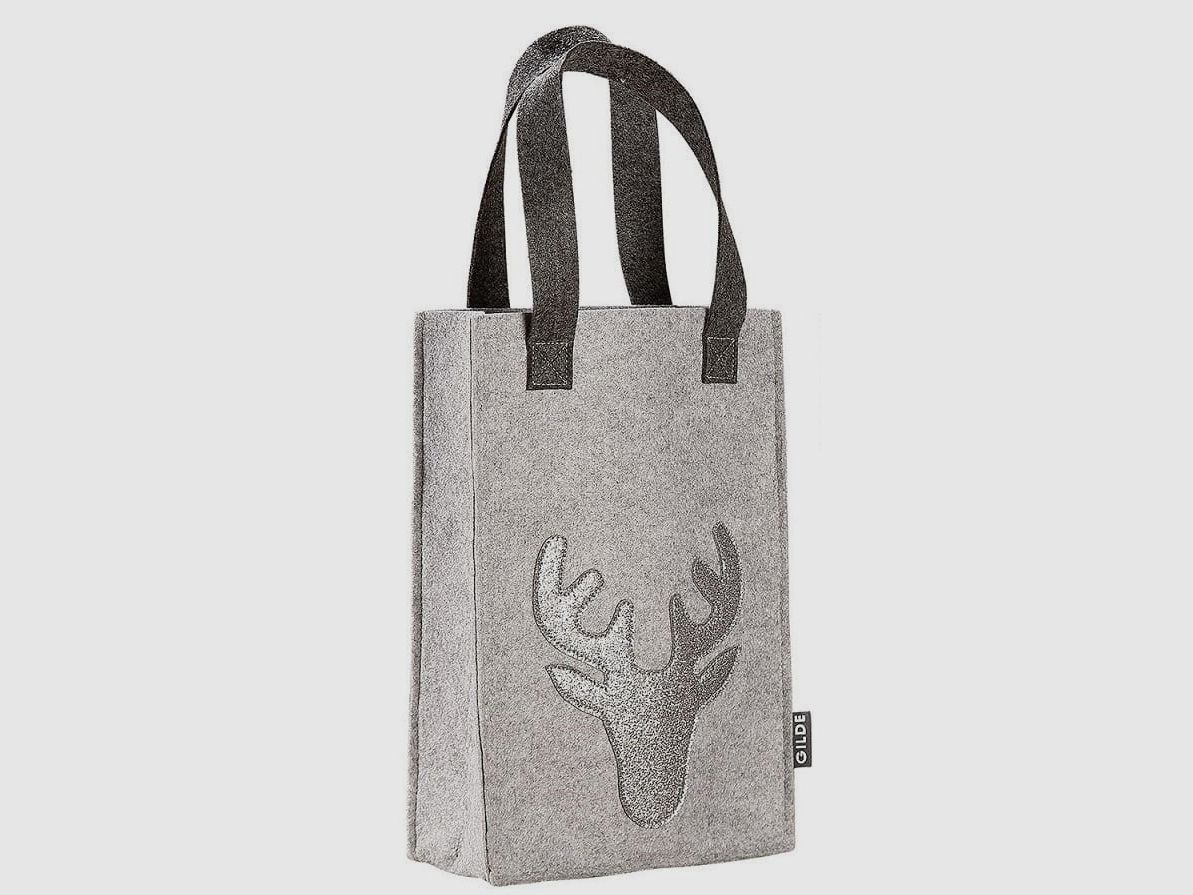 Gilde felt gift bag deer glitter