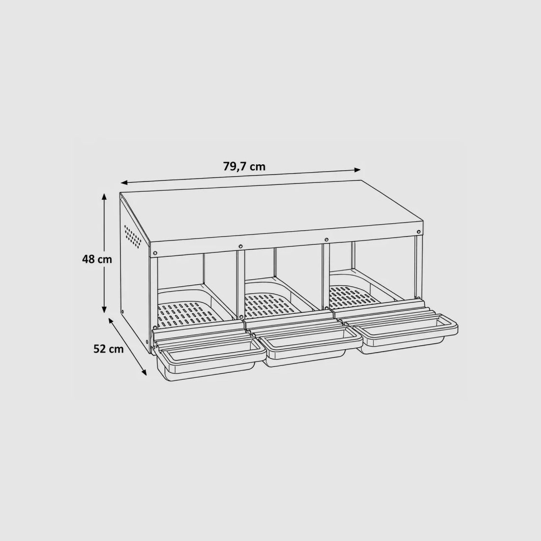 Caja de nidificación profesional para gallinas en acero galvanizado 3 nidos, imagen 3 de 4