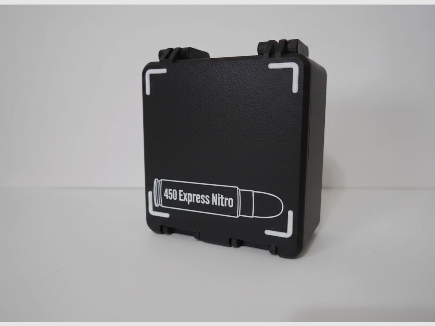 Filamelt ammunition box / 450 Nitro Express / 'folding / latch cover' / cartridge box, ammo box