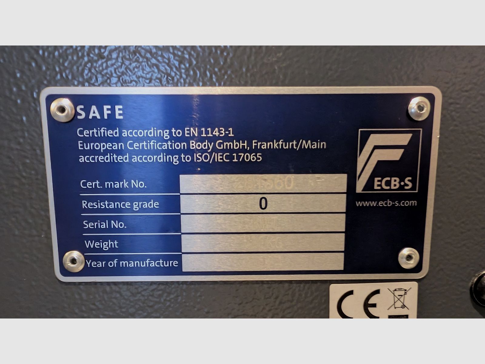 Kurzwaffenschrank KWT 800 Grad 0 mit Zahlenschloss von Eisenbach NEUWERTIG!!!