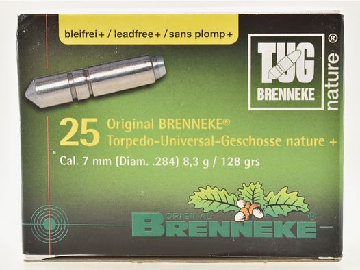 25 Brenneke Geschosse -bleifrei- .284/7mm - 128gr. TUG nature