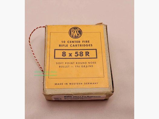 RWS (WZd.Fa.Rottweil) rifle cartridges 8x58R